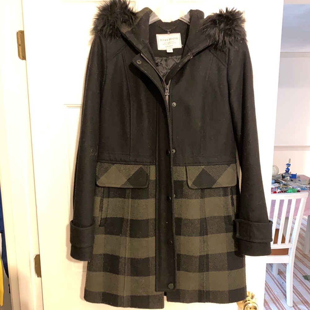Lucky Brand black and olive green wool jacket